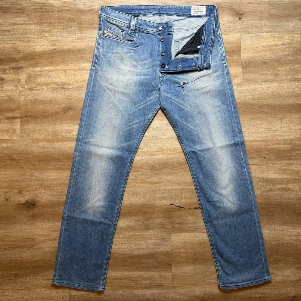 Diesel Heeven Jeans Men‎ 32x32 Blue Straight Leg Stretch Made in Italy Y2K 0R8WD